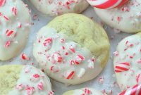 Peppermint Crunch Sugar Cookies with Crushed Candy Cane