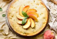Peach Ricotta Cake with Fresh Basil