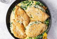 Spinach and Cheese Stuffed Chicken Florentine