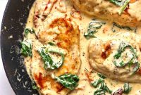 Creamy Tuscan Chicken Recipe with Spinach and Sun Dried Tomatoes