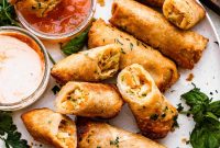 Crispy Golden Vegetable Spring Rolls with Sweet Chili Sauce