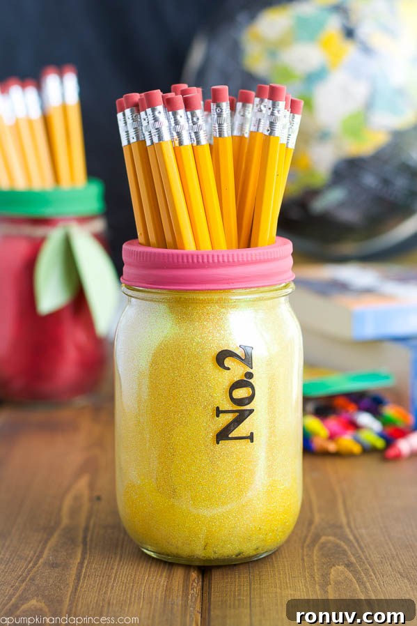 number 2 pencil mason jar