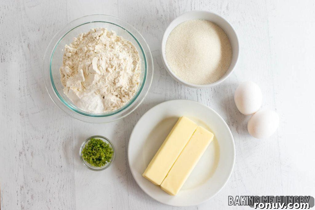 Zesty Lime Sugar Cookies with Citrus Glaze 4 ingredients in bowls