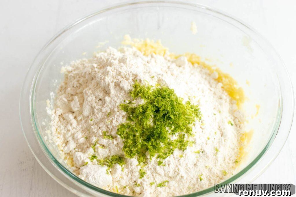 Zesty Lime Sugar Cookies with Citrus Glaze 7 dry ingredients in bowl