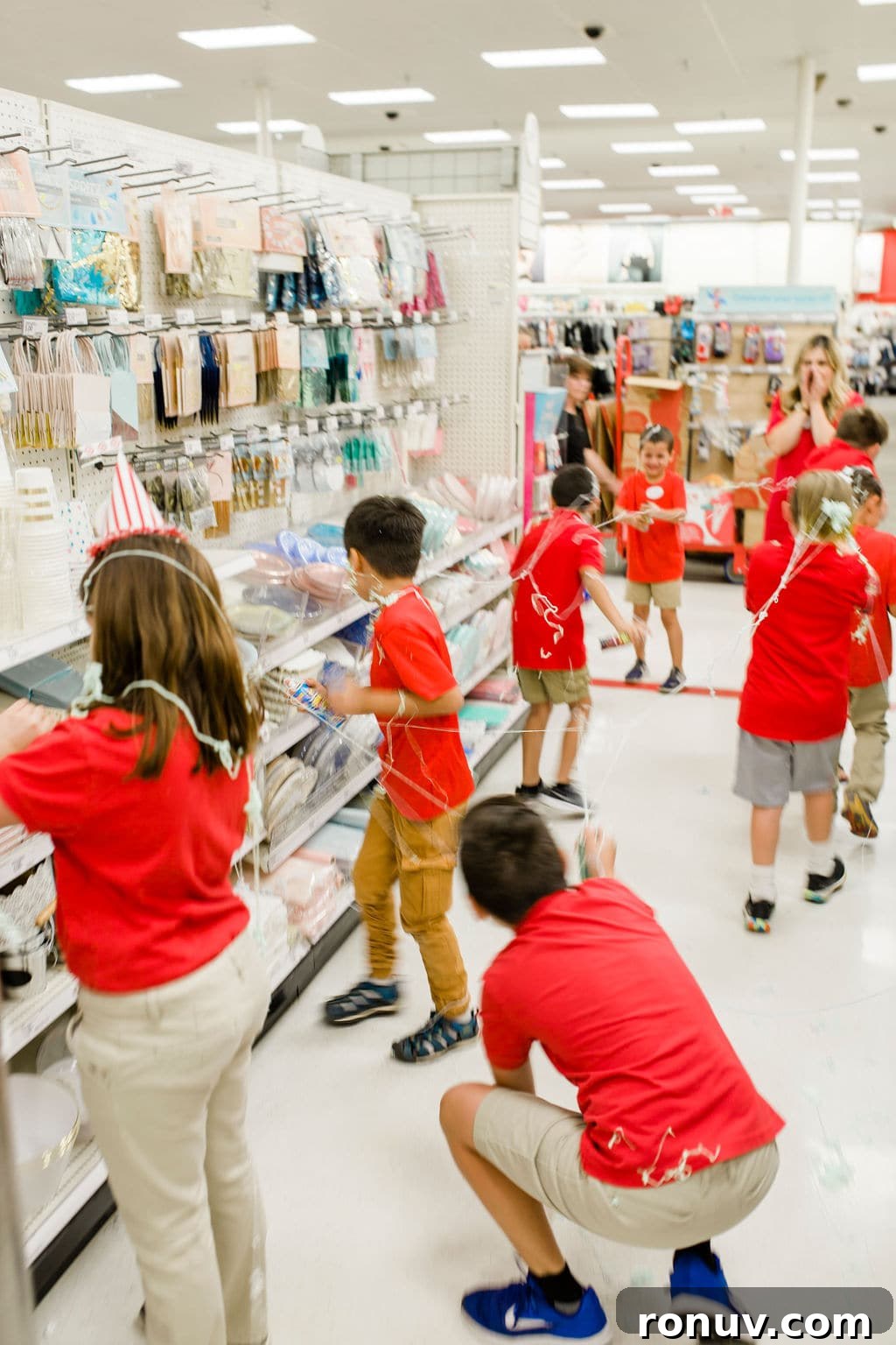 Target-Themed Birthday Party Ideas and Decor 17 kids in an aisle