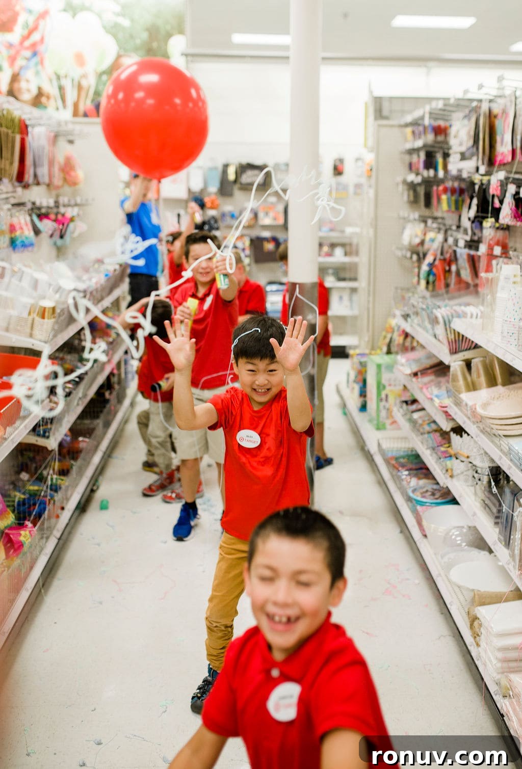 Target-Themed Birthday Party Ideas and Decor 18 kids running in an aisle
