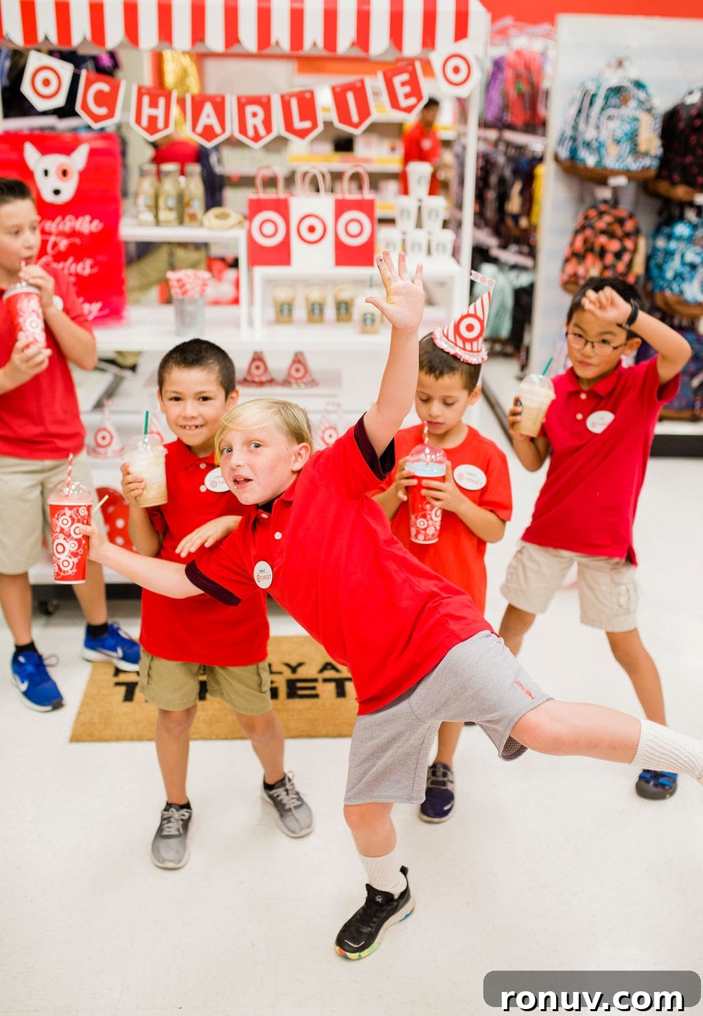 Target-Themed Birthday Party Ideas and Decor 7 kids dancing