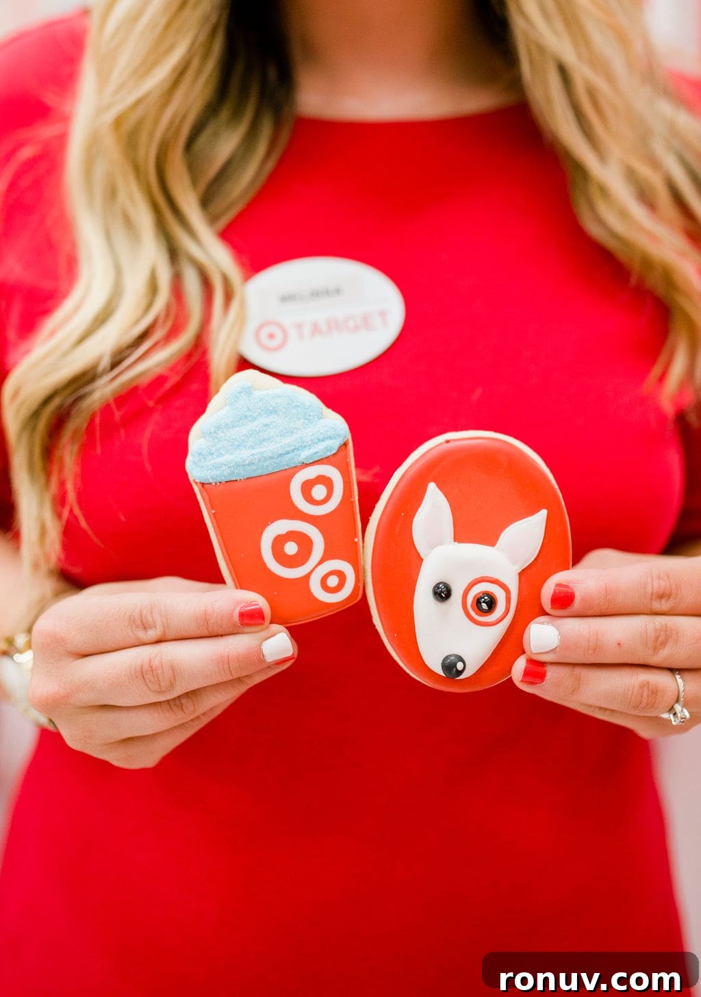 Target-Themed Birthday Party Ideas and Decor 10 holding cookies