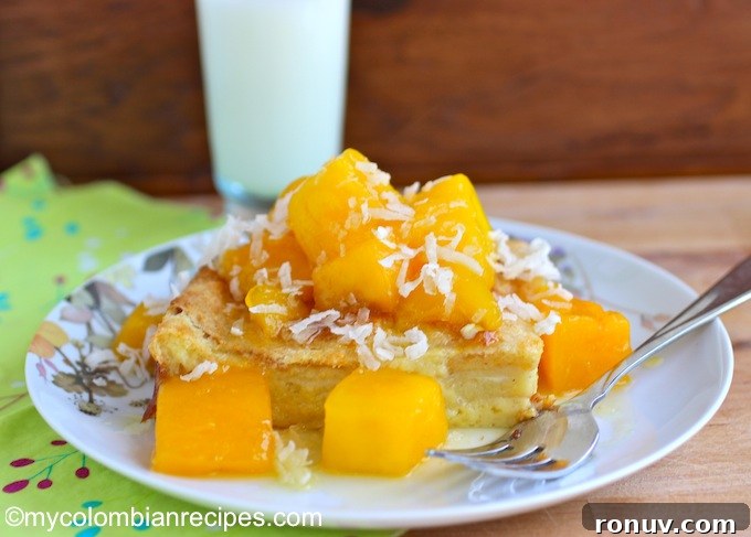 Coconut Bread Pudding with Mango Sauce Recipe 3 Coconut Bread Pudding with Mango Sauce