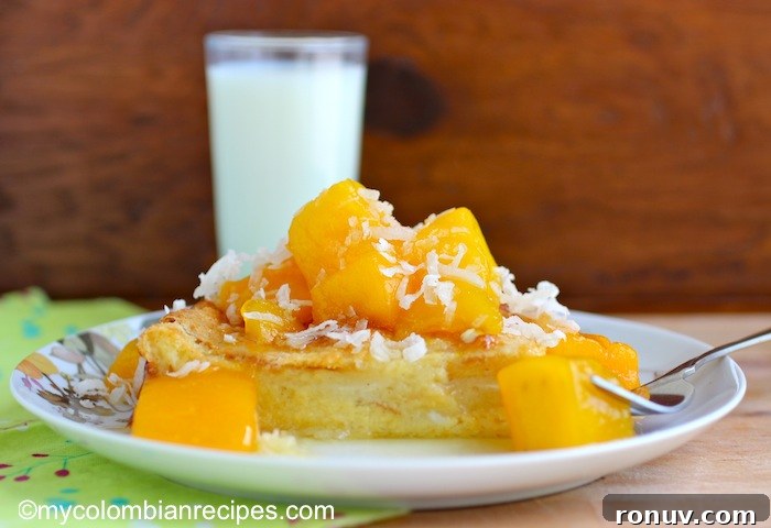 Coconut Bread Pudding with Mango Sauce Recipe 7 Coconut Bread Pudding with Mango Sauce