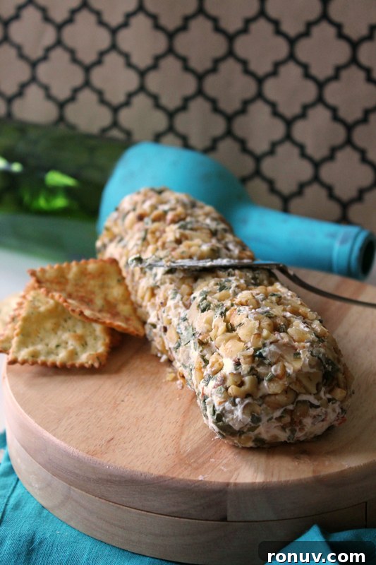 Nutty Olive Cheese Log pre-cut