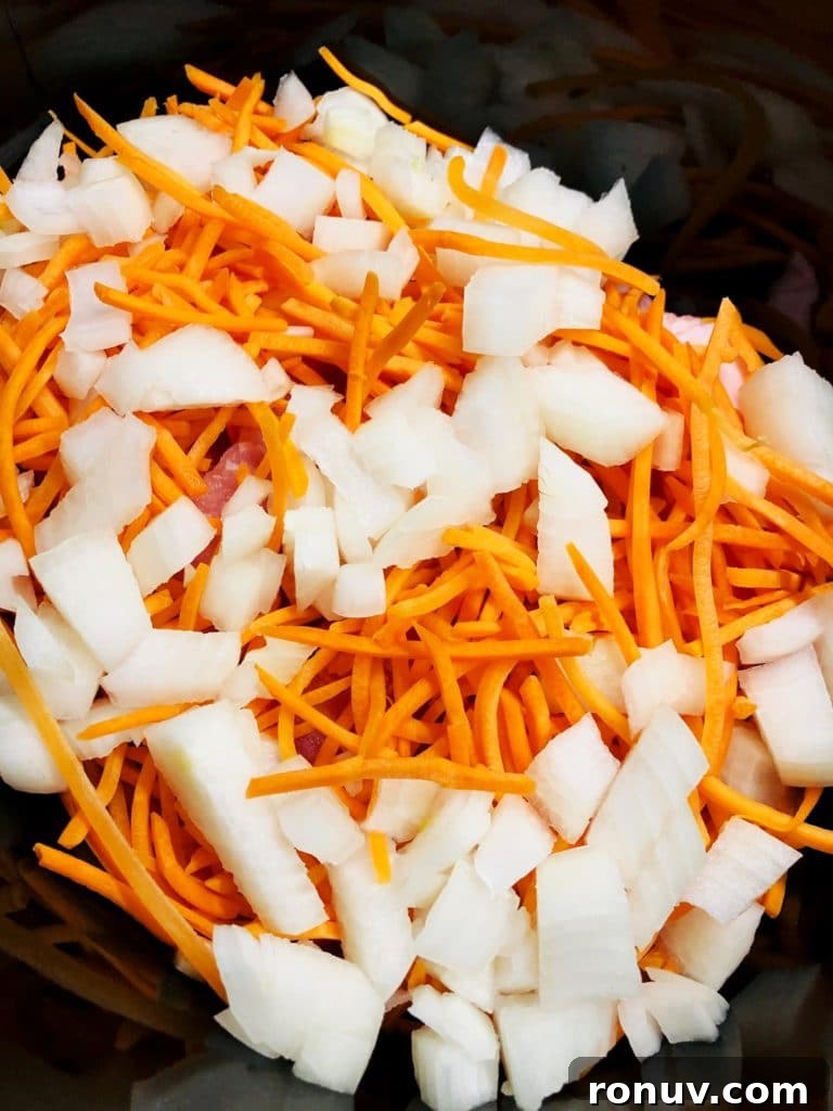 Slow Cooker Hoisin Peanut Noodles Recipe 3 meat and veggies in slow cooker