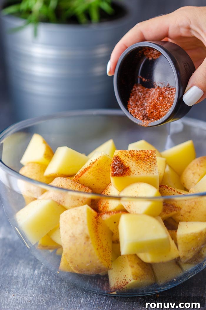 Crispy Campfire Potatoes Recipe 3 Steps How to Make Campfire Potatoes - Season the Potatoes
