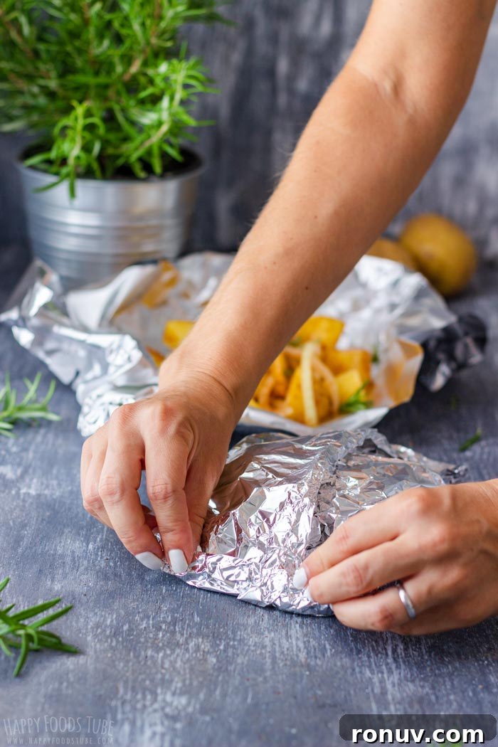 Crispy Campfire Potatoes Recipe 7 Steps How to Make Campfire Potatoes - Cover with Foil
