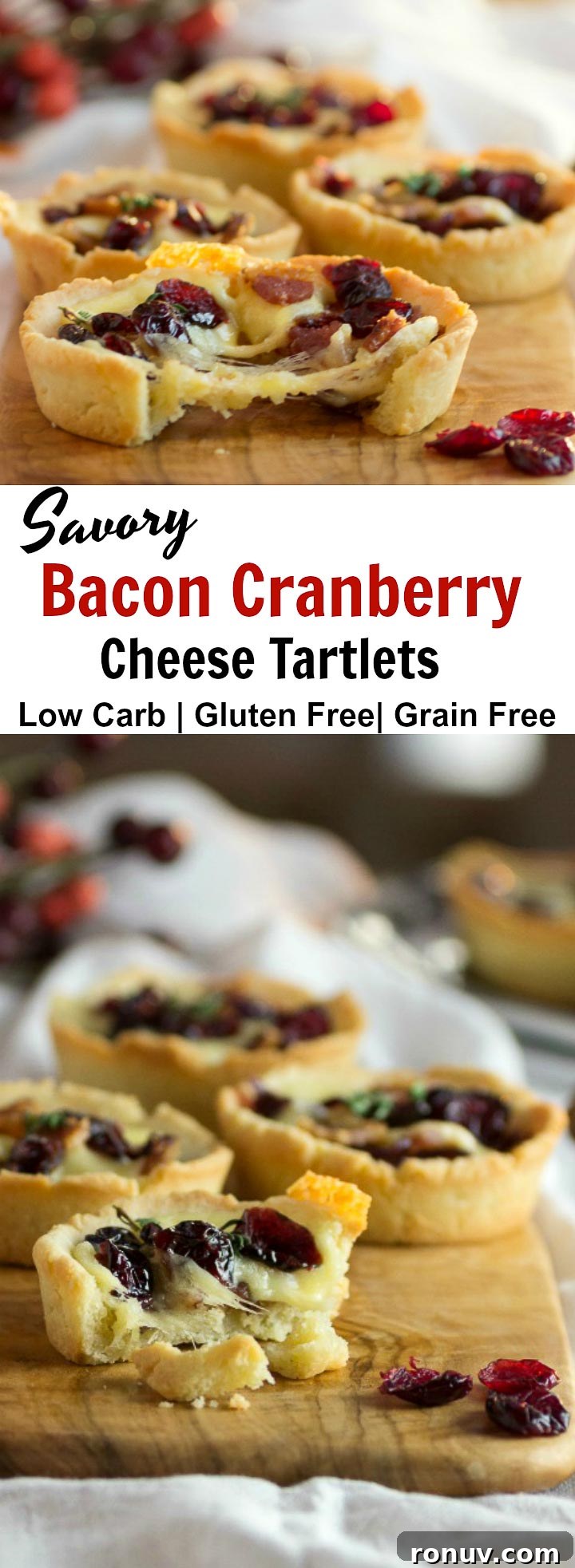 Mini Bacon, Cranberry and Cheese Tartlets Recipe 9 Savory Bacon Cranberry Cheese Tartlets- Low Carb , Keto, & Gluten Free. #mahonmenorca #sponsored