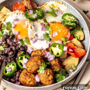 Breakfast Burrito Bowls with Chorizo, Eggs, and Veggies GF DF - Olivia Adriance