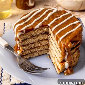 Healthier Cinnamon Roll Pancakes GF DF - Olivia Adriance