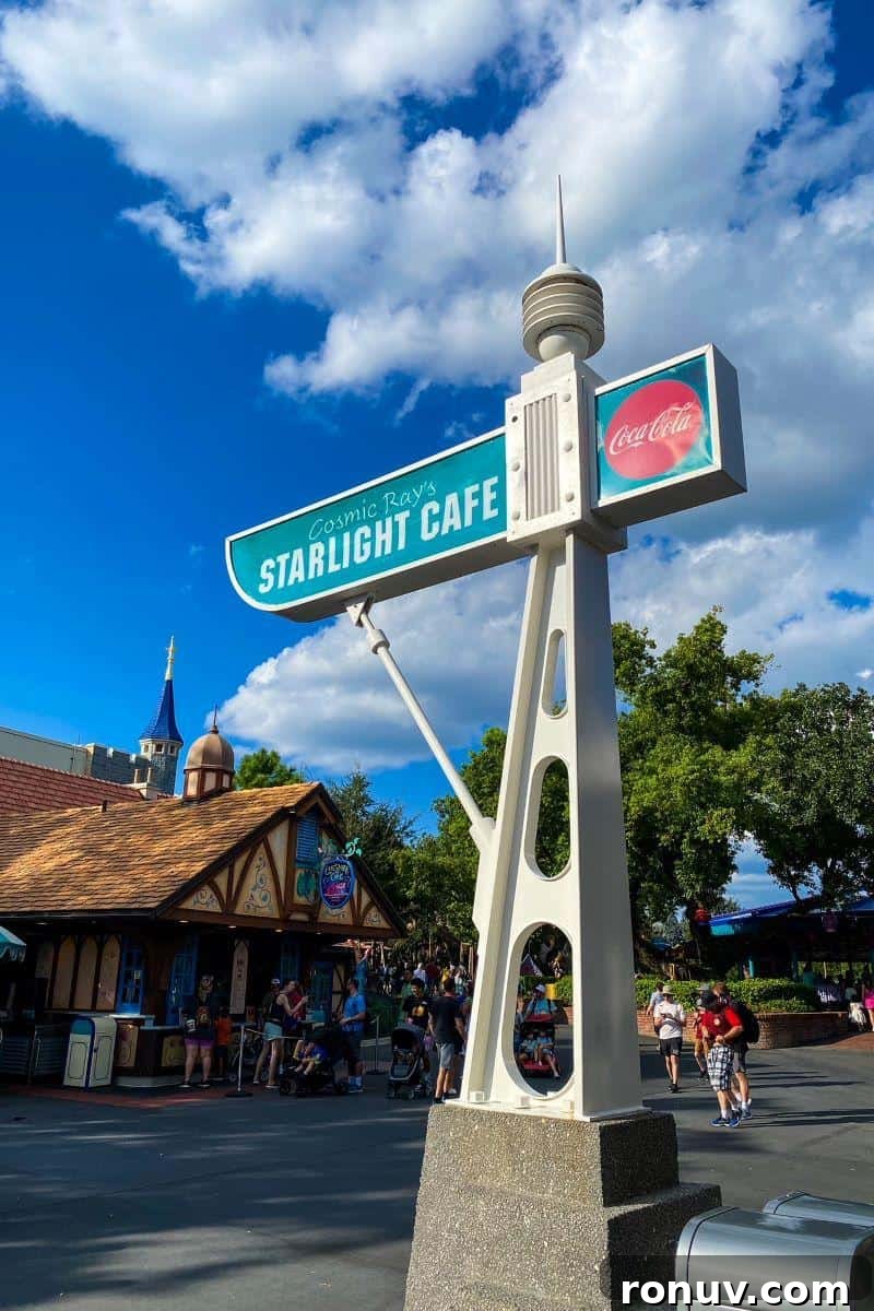 21 Things to Do at Magic Kingdom Besides Rides 11 cosmic rays starlight cafe sign