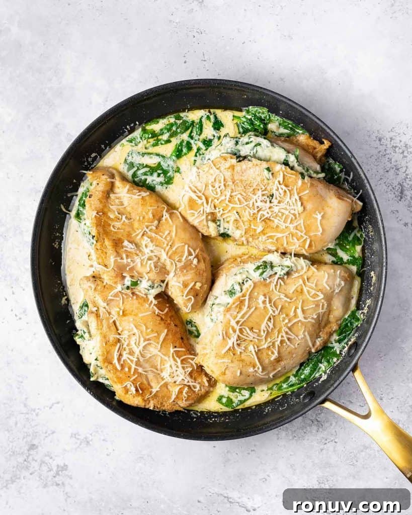 Spinach and Cheese Stuffed Chicken Florentine 15 Stuffed chicken added to florentine sauce.