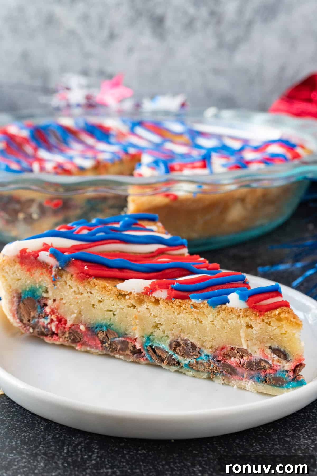 Classic Toll House Chocolate Chip Pie Recipe 13 chocolate chip pie slice showing m&ms at the bottome