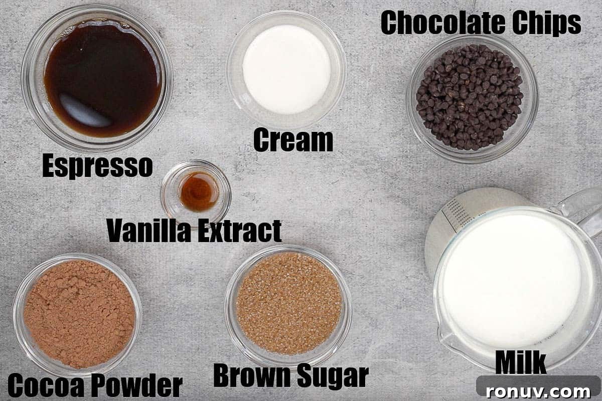 How to Make Espresso Hot Chocolate 3 Espresso hot chocolate ingredients