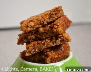 Chewy Caramel Oat Bars Recipe with Gooey Center 4 Chewy Caramel Oat Bars: Chewy, sticky, gooey, sweet, caramel, oaty goodness captured in one slice!