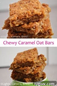 Chewy Caramel Oat Bars Recipe with Gooey Center 5 Chewy Caramel Oat Bars: Chewy, sticky, gooey, sweet, caramel, oaty goodness captured in one slice!