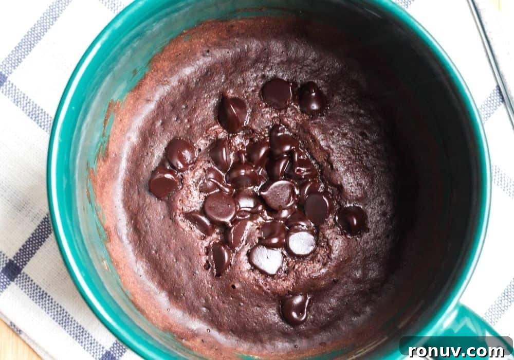Instant Pot Single-Serve Chocolate Mug Cake 8 Warm chocolate mug cake cooked in the Instant Pot, topped with melty chocolate chips