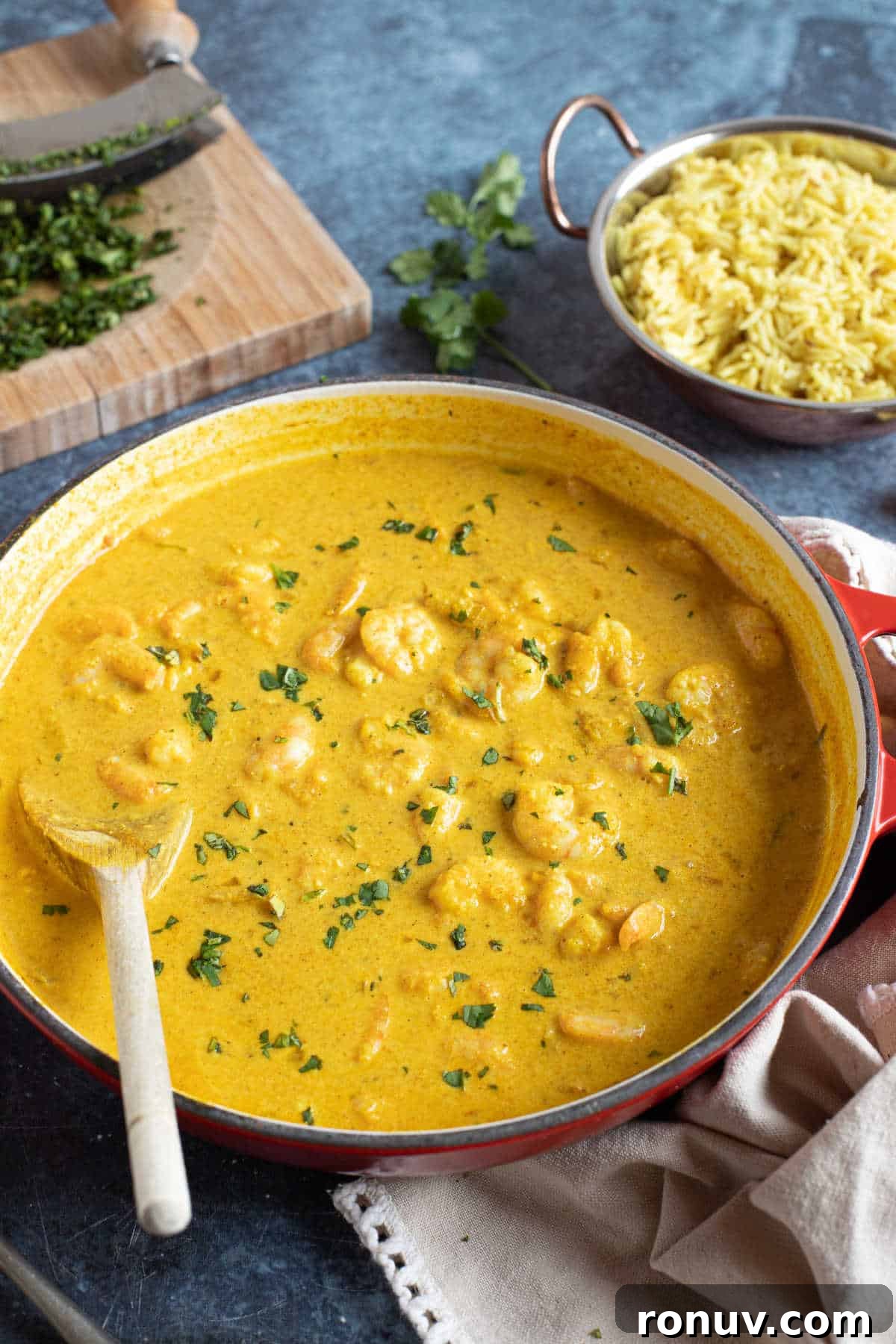 Creamy Prawn Korma Recipe 2 Prawn korma with pilau rice.