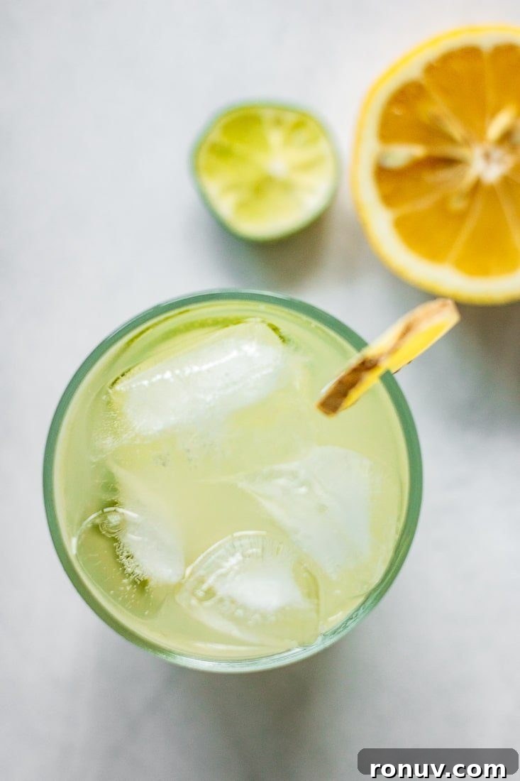 Iced Ginger Tea with Honey Recipe 5 Drink with lemon and lime slices.