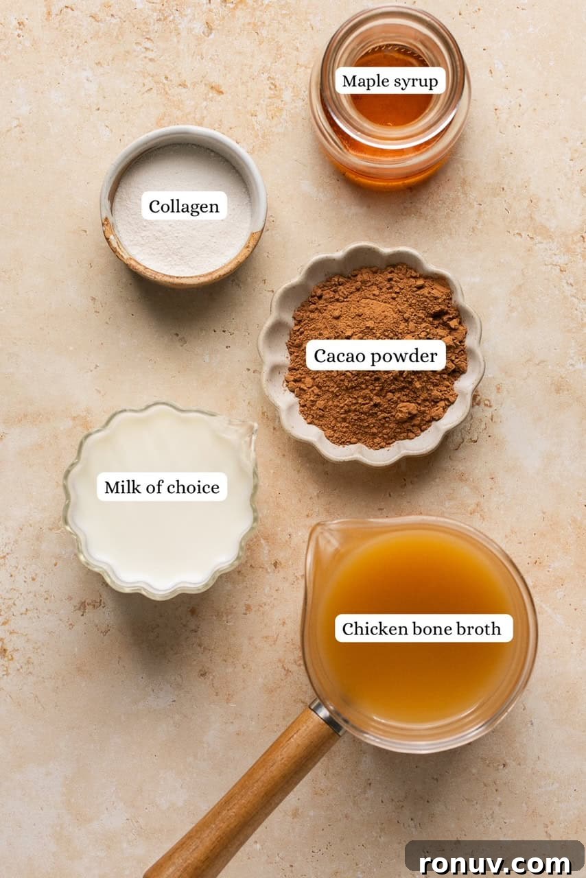 ingredients for bone broth hot chocolate