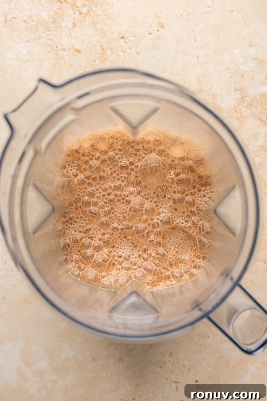 frothy hot chocolate in a blender