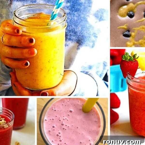 A collage of smoothie images for kids.