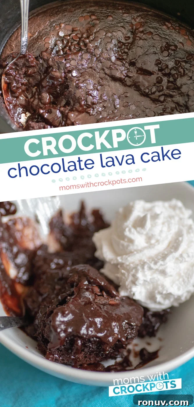 Slow Cooker Chocolate Lava Cake Recipe 2 A sinfully rich and delicious dessert for the entire family! This Crockpot Chocolate Lava Cake Recipe is a must make treat! | @MomsWCrockpots #chocolate #dessert #recipes #glutenfree #dairyfree #crockpot #slowcooker
