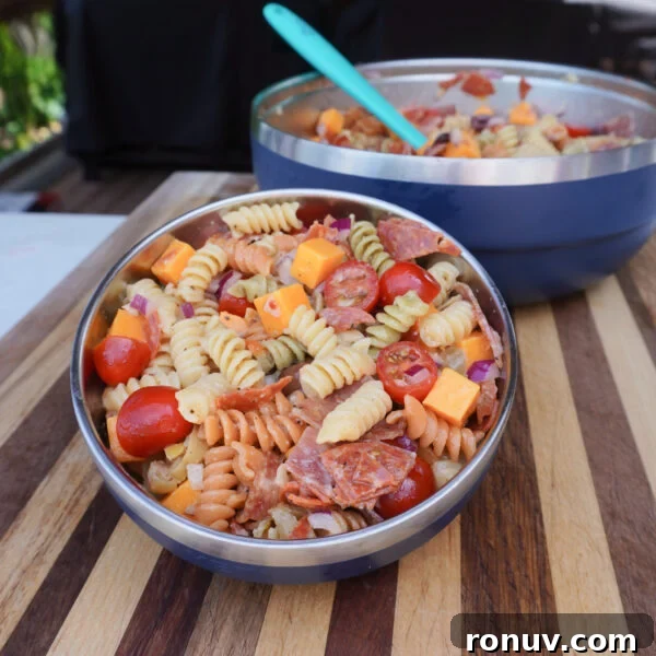 Chicago Style Pasta Salad in bowl.