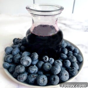 fresh blueberry syrup and fresh blueberries