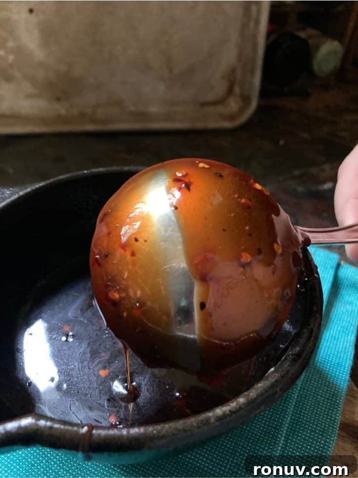 Cheerwine Glazed Sweet Heat Chicken Recipe 6 sauce on the back of spoon