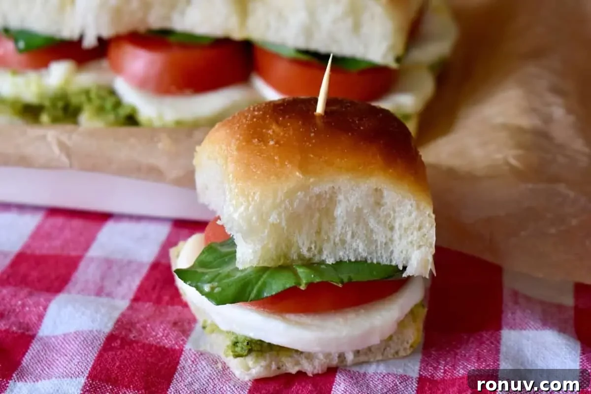 Make-Ahead Baby Shower Recipes and Party Food Ideas 14 Caprese Sliders