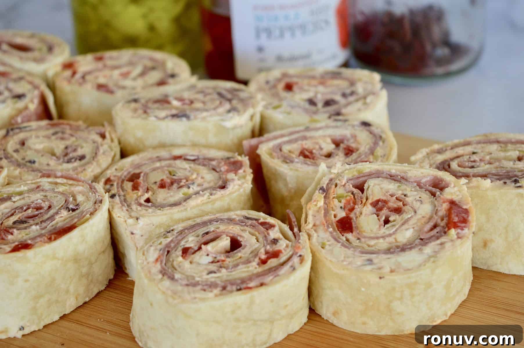 Make-Ahead Baby Shower Recipes and Party Food Ideas 16 Italian antipasto pinwheels.