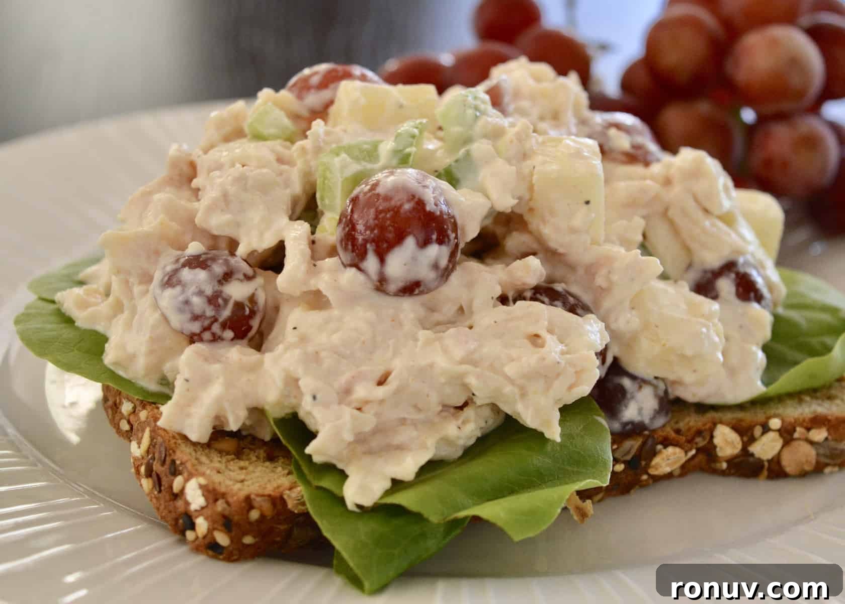 Make-Ahead Baby Shower Recipes and Party Food Ideas 20 Rotisserie chicken salad with grapes.