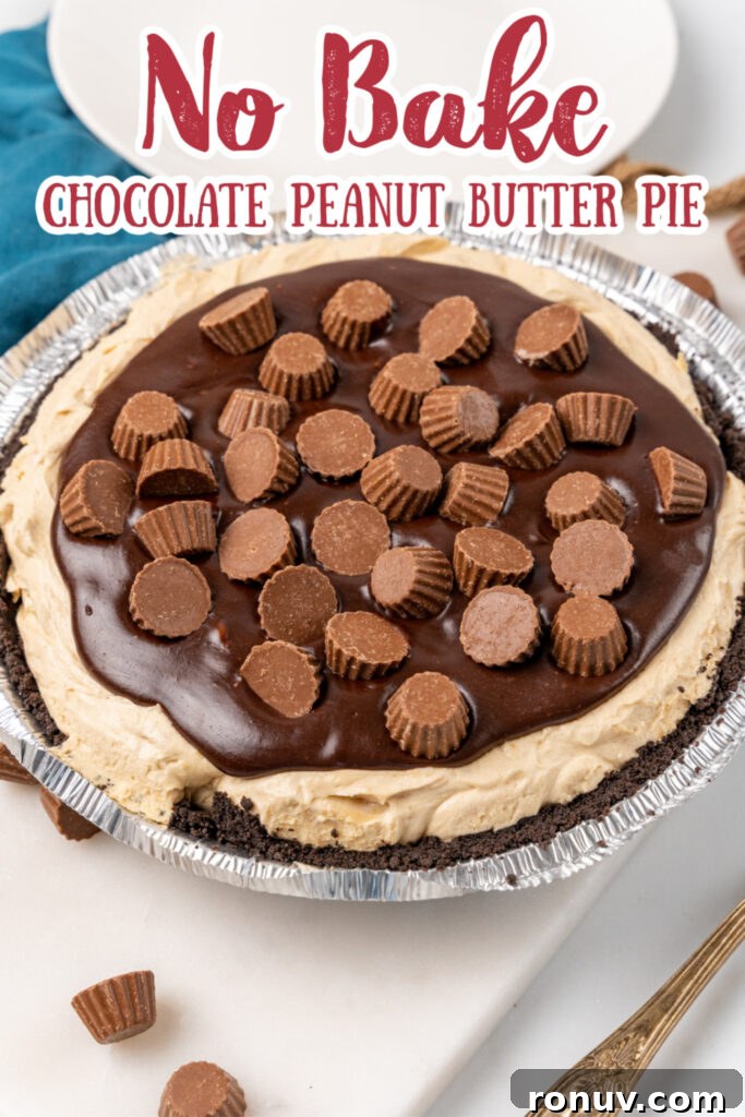No Bake Chocolate Peanut Butter Pie Recipe 6 Finished no bake chocolate peanut butter pie ready to serve