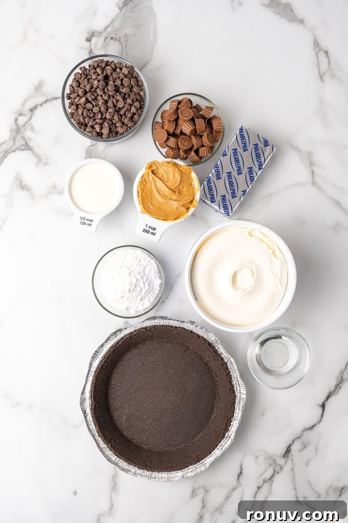 No Bake Chocolate Peanut Butter Pie Recipe 2 No Bake Chocolate Peanut Butter Pie - whole pie on a plate