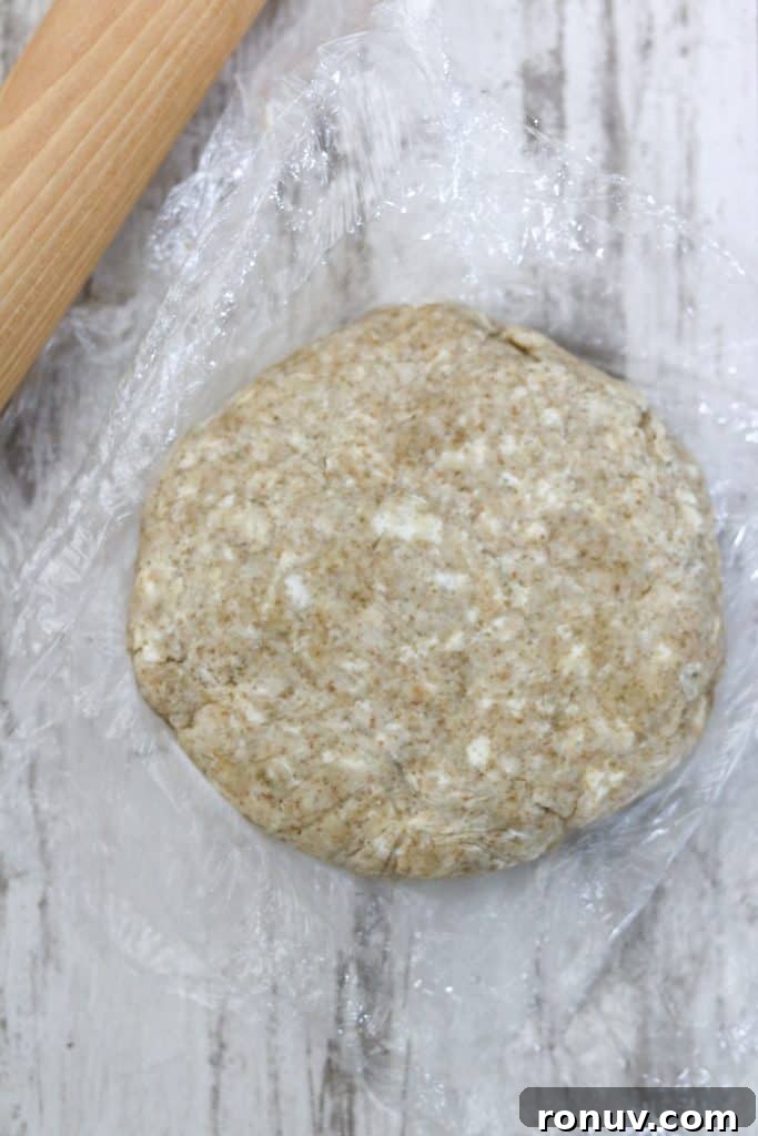 Rustic Strawberry Rhubarb Galette with Rye Crust 4 Chilled galette dough round and plastic wrap