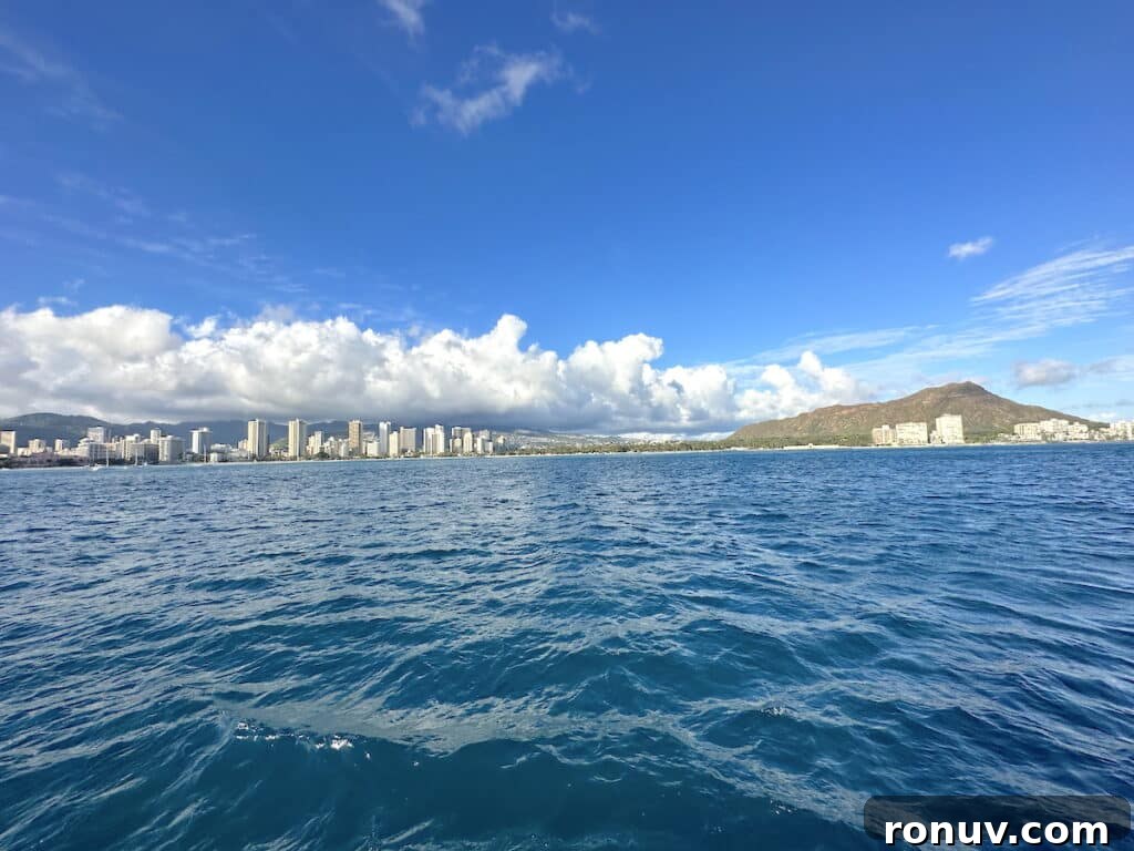 View of Waikīkī and Diamond Head from a dinner cruise.