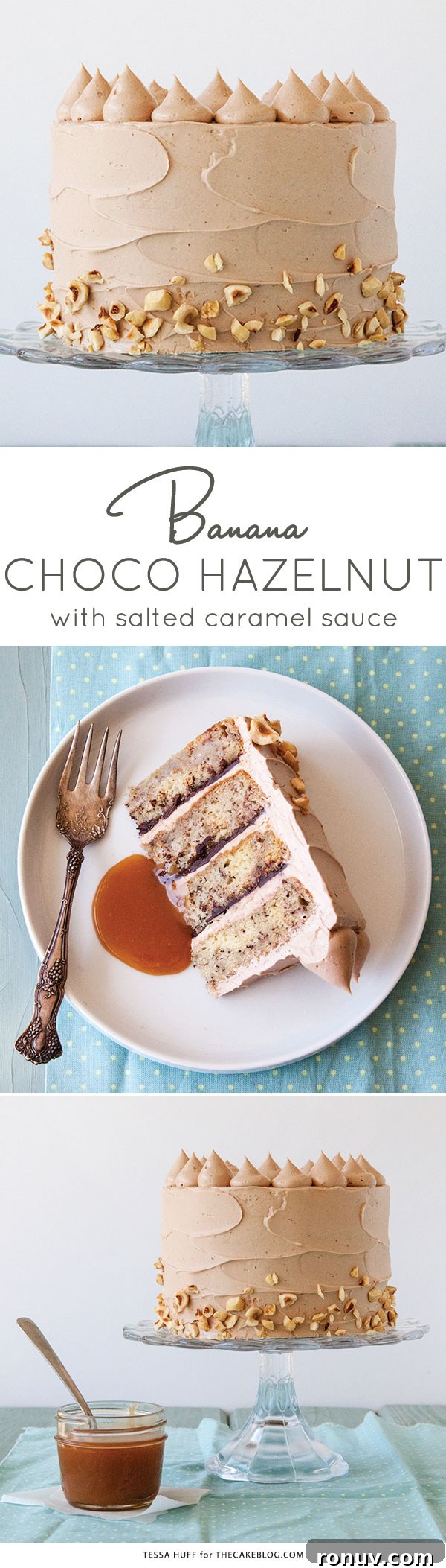 Banana Chocolate Hazelnut Cake Recipe 2 Banana Chocolate Hazelnut Cake | Recipe by Tessa Huff for TheCakeBlog.com