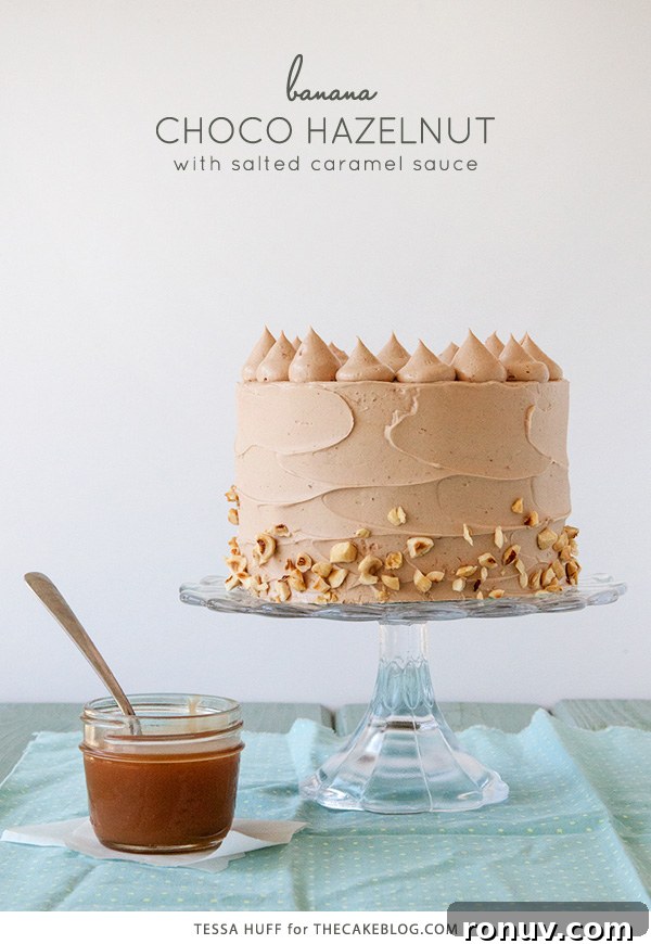 Banana Chocolate Hazelnut Cake Recipe 3 Banana Chocolate Hazelnut Cake | Recipe by Tessa Huff for TheCakeBlog.com