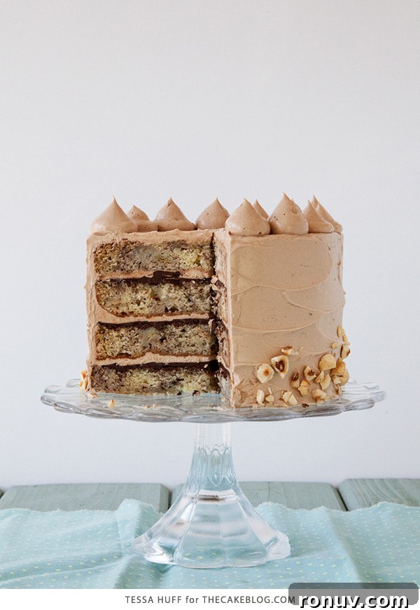 Banana Chocolate Hazelnut Cake Recipe 6 Banana Chocolate Hazelnut Cake | Recipe by Tessa Huff for TheCakeBlog.com