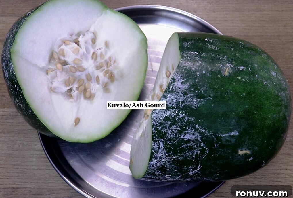Kuvalyacho Vadyo: Goan Ash Gourd Vadiyo Recipe 3 image of kuvalo. It is cut into half.