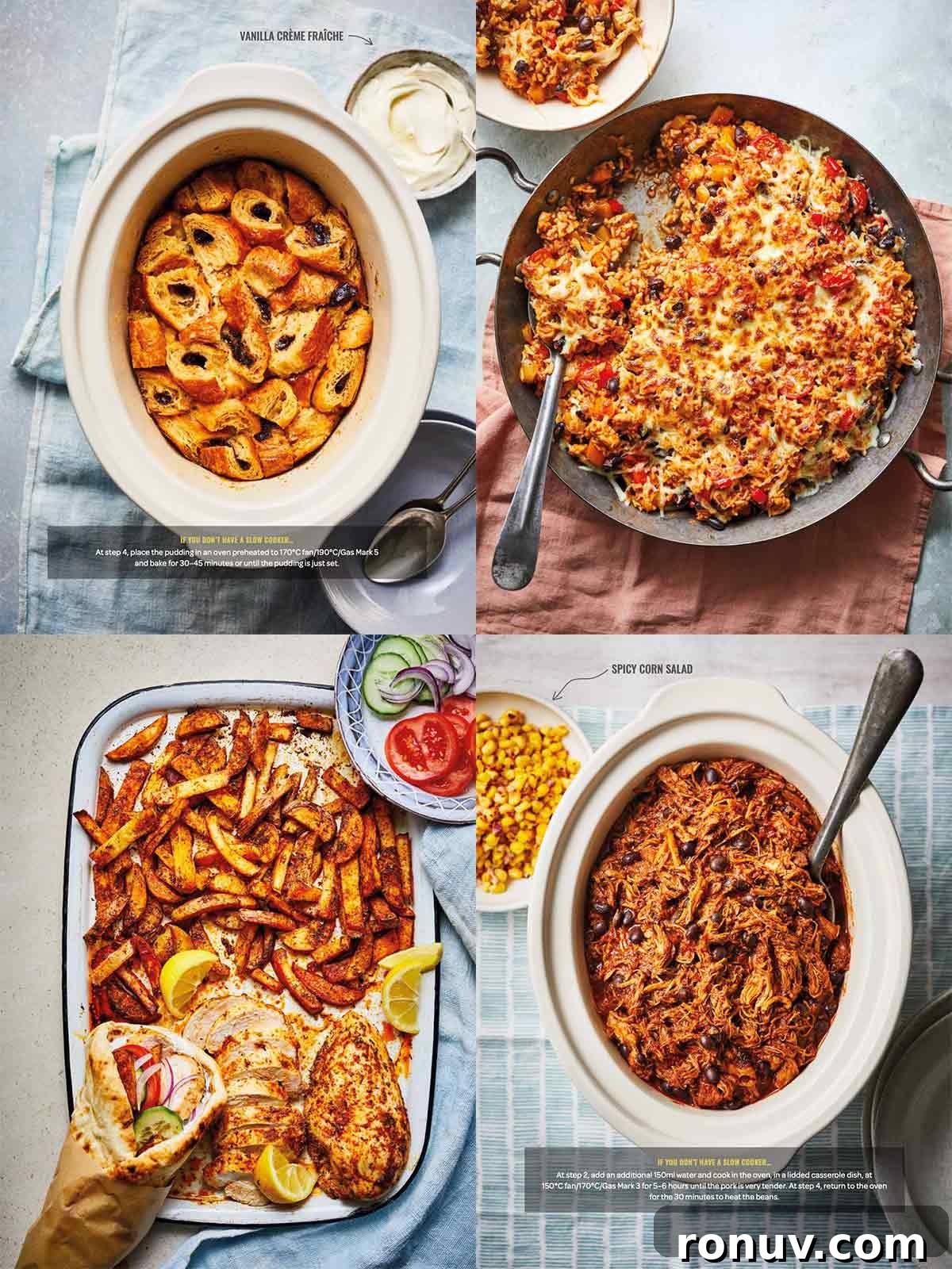How to Have Calmer Evenings at Home 4 Collage of recipes from What's for Dinner by Sarah Rossi.