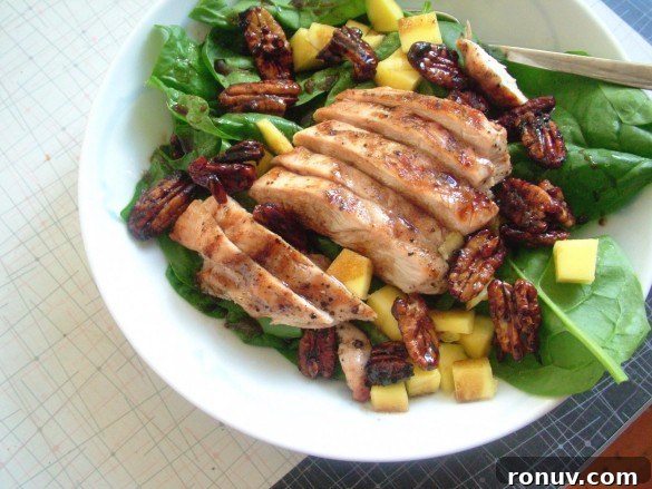 Mango Spinach Salad with Grilled Chicken and Chocolate Chip Bars 2 Grilled+Chicken+&+Mango+Spinach+Salad